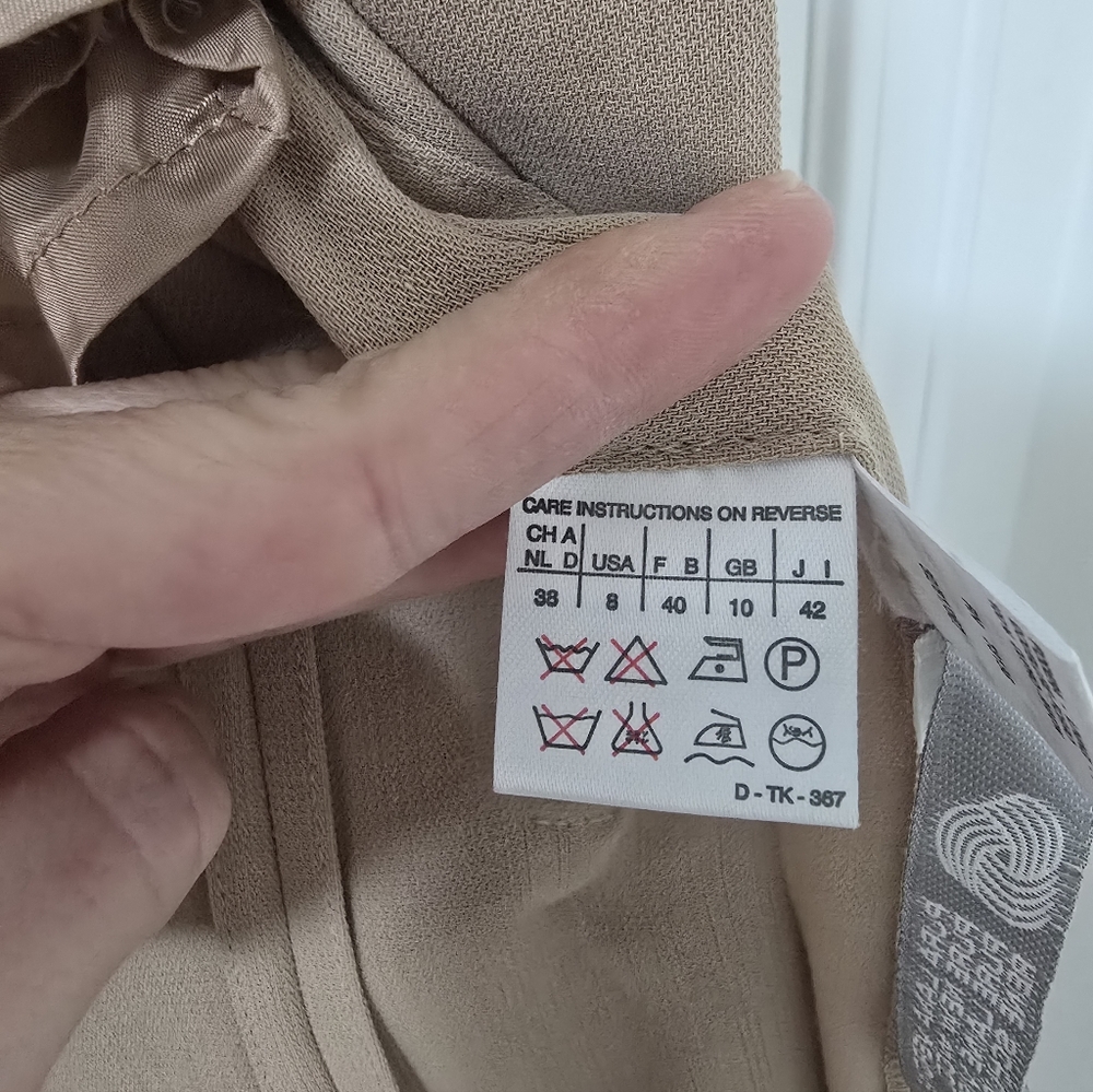 Max Mara Talento Tan Wool Belted Blazer Size 8 - Picture 5 of 10